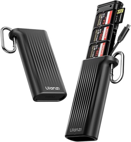 ULANZI CR2 قارئ بطاقات SD TF 2 في 1 عالي السرعة وحامل حافظة لبطاقة SD/TF/Nano SIM/دبوس إخراج مع حماية IP54، USB 3.1 Type-C SD/TF 4.0 UHS-II، ملحقات التصوير الفوتوغرافي لهاتف الكاميرا (رمادي) in Kuwait