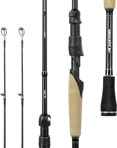 KastKing Spartacus II Plus Twin-Tip Spinning & Casting Rods, IM6 Graphite Blanks, Stainless Steel Frame with Zirconium Oxide Rings, 2-Piece Rods with Extra Tip Section, PTS, No-Slip Grip, Hook Keeper in Kuwait