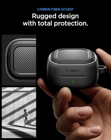 حافظة Spigen لهاتف Samsung Galaxy Buds 4 Pro / حافظة Galaxy Buds 4 (2026)، غطاء متين للحماية من السقوط مع حلقة تسلق - أسود مطفي in Kuwait