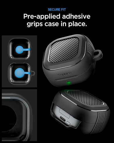 حافظة Spigen لهاتف Samsung Galaxy Buds 4 Pro / حافظة Galaxy Buds 4 (2026)، غطاء متين للحماية من السقوط مع حلقة تسلق - أسود مطفي in Kuwait