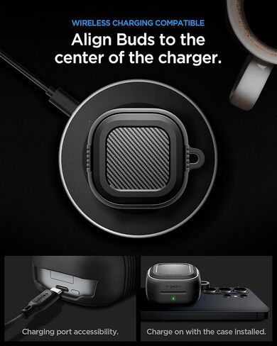 حافظة Spigen لهاتف Samsung Galaxy Buds 4 Pro / حافظة Galaxy Buds 4 (2026)، غطاء متين للحماية من السقوط مع حلقة تسلق - أسود مطفي in Kuwait
