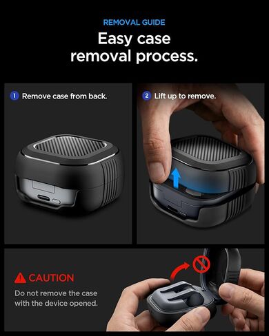 حافظة Spigen لهاتف Samsung Galaxy Buds 4 Pro / حافظة Galaxy Buds 4 (2026)، غطاء متين للحماية من السقوط مع حلقة تسلق - أسود مطفي in Kuwait