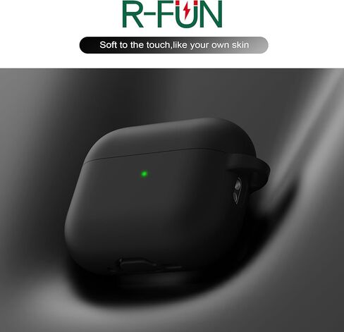 R-fun for AirPods Pro 3 Case (2025), Soft Silicone Protective Case Cover Compatible with Apple AirPods Pro 3rd Generation (USB-C Cable) for Women Men with Cleaning Kit and Keychain, Black in Saudi Arabia