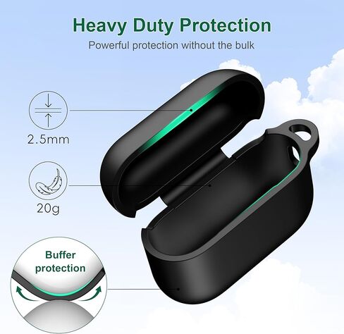 R-fun for AirPods Pro 3 Case (2025), Soft Silicone Protective Case Cover Compatible with Apple AirPods Pro 3rd Generation (USB-C Cable) for Women Men with Cleaning Kit and Keychain, Black in Saudi Arabia
