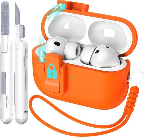 R-fun for AirPods Pro 3 Case (2025), Soft Silicone Protective Case Cover Compatible with Apple AirPods Pro 3rd Generation (USB-C Cable) for Women Men with Cleaning Kit and Keychain, Black in Saudi Arabia