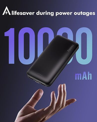 Miady 2-Pack Portable Charger, Slim 10000mAh Power Bank Travel Battery Pack 3 Outputs 2 Inputs Compatible with iPhone 17/16/15/14/13 Galaxy S24/22 iPad Android etc (Black+White) in Saudi Arabia