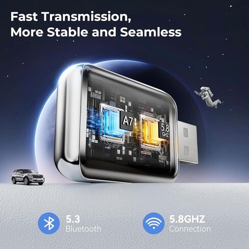 Wireless CarPlay Adapter for iPhone, Convert Wired Car Play to Wireless, 2 in 1 Plug and Play Android Auto and Carplay for Cars with Built-in CarPlay, Support iOS 10 Android 11 and Above (Silver) in Saudi Arabia