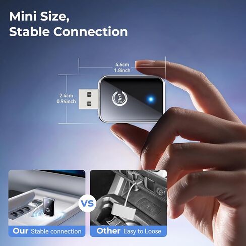 Wireless CarPlay Adapter for iPhone, Convert Wired Car Play to Wireless, 2 in 1 Plug and Play Android Auto and Carplay for Cars with Built-in CarPlay, Support iOS 10 Android 11 and Above (Silver) in Saudi Arabia