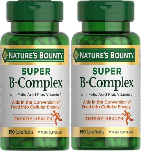 Nature's Bounty Super B Complex with Folic Acid Plus Vitamin C Tablets - 150 ct, Pack of 2 in Saudi Arabia