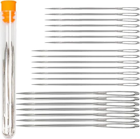 Hekisn Large Eye Sewing Needles, Sewing Needles, Stainless Steel Embroidery Thread Needle, Handmade Yarn Knitting Needles Leather Needle (21 Pieces) in Kuwait