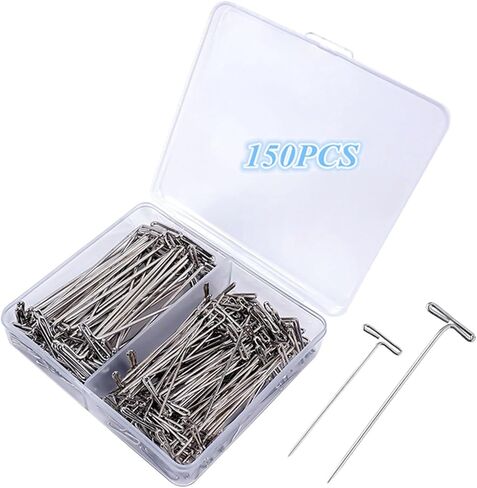 150 Pcs T Pins, Sewing Pins for Blocking Knitting, Modelling, Wig Making and Crafts, Straight Pins T-Pins Stainless Steel Nickel Plated with Storage Box (1.5 Inch，2 Inch) in Saudi Arabia