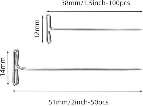 150 Pcs T Pins, Sewing Pins for Blocking Knitting, Modelling, Wig Making and Crafts, Straight Pins T-Pins Stainless Steel Nickel Plated with Storage Box (1.5 Inch，2 Inch) in Saudi Arabia