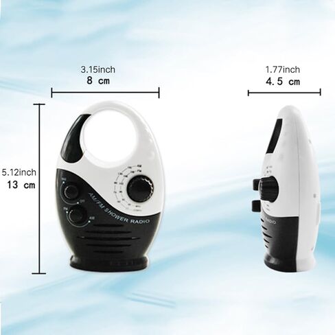 Waterproof Shower Radio, 1Pc Adjustable Volume Shower AM FM Button Speaker Portable Waterproof Speaker Bathroom Speakers Wireless Radio with Top Handl(Color:Black and White) in Saudi Arabia