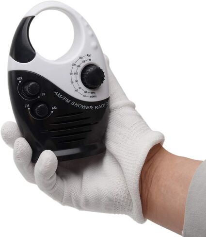 Waterproof Shower Radio, 1Pc Adjustable Volume Shower AM FM Button Speaker Portable Waterproof Speaker Bathroom Speakers Wireless Radio with Top Handl(Color:Black and White) in Saudi Arabia