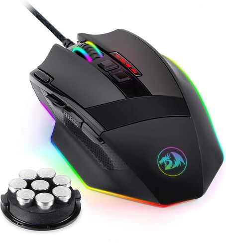 ماوس ألعاب لاسلكي Redragon M801، ماوس ألعاب RGB مع MMO 9 أزرار تحرير ماكرو قابلة للبرمجة، ما يصل إلى 16000 نقطة في البوصة قابلة للتعديل، زر إطلاق نار سريع للعبة، ويندوز، الكمبيوتر الشخصي - لاسلكي، أسود in Kuwait