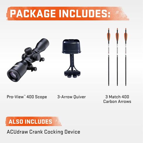 Wicked Ridge بواسطة TenPoint Commander 400، Peak XT - 400 إطارًا في الثانية - يتضمن نطاق مضاء Pro-View 400، وجهاز تصويب كرنك ACUdraw وثلاثة أسهم كربون متطابقة 400 in Kuwait