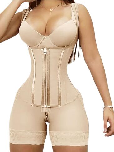 Shapewear for Women Solid Color Zipper Corset Girdle High Waist Tummy Control Butt Lifter Shaper Waist Trainer Bodysuit in Saudi Arabia