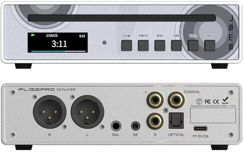 مشغل الأقراص المضغوطة SMSL PL100PRO CS43131*2 رقائق DAC بصرية/محورية/RCA/XLR متوازن/3.5 مم/4.4 مم مخرج سماعة الرأس MQA فك تشفير نقل الأقراص المضغوطة للمنزل، تشغيل السيارة مع جهاز التحكم عن بعد (أسود) in Kuwait
