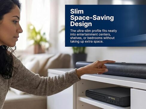 إيمرسون ED-8001 مشغل دي في دي، مشغل وسائط لأقراص DVD، CD، MP3 | تشغيل وتسجيل عبر USB، شاشة أمامية وجهاز تحكم عن بعد - مركز ترفيه مدمج لأي غرفة in Kuwait