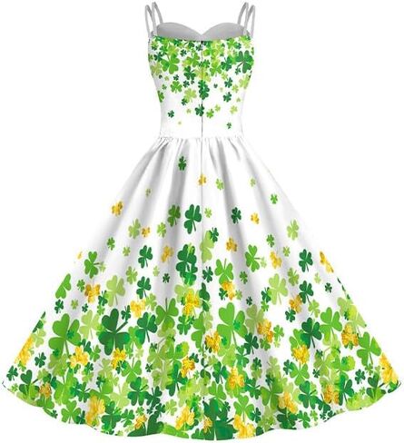 GRAJTCIN Women's St Patricks Day Print Dress Sleeveless Shamrock Dress in Irish Festivals Party in Saudi Arabia