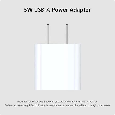 كتلة شحن USB 5 وات لساعة Apple 11/10/9/8/7/6/5/iWatch/iPhone 11/XS/XR/X/SE Series، 5V 1A منفذ واحد USB-A قابس صندوق شحن للسفر قابس محول مكعب للهاتف (Galaxy، Moto، LG)، Kindle، حزمة واحدة in Kuwait