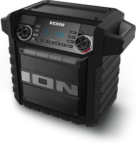مكبر صوت بلوتوث محمول كلاسيكي من ION Tailgater مع بطارية قابلة لإعادة الشحن، راديو FM، منفذ USB، مقاوم للماء IPX5، مكبر صوت 6.5 بوصة، تطبيق، أسود in Kuwait