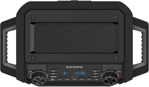 مكبر صوت بلوتوث محمول كلاسيكي من ION Tailgater مع بطارية قابلة لإعادة الشحن، راديو FM، منفذ USB، مقاوم للماء IPX5، مكبر صوت 6.5 بوصة، تطبيق، أسود in Kuwait