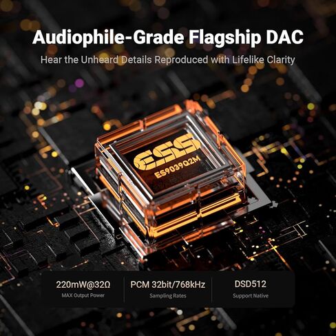 Fosi Audio DS3 USB-C DAC Amp Dongle، مضخم سماعة رأس محمول مع صوت مكاني للألعاب 7.1، ES9039Q2M XMOS مدعوم، DSD512، 3.5 مم فردي 4.4 مم متوازن، مضخم HiFi للكمبيوتر/الهاتف/ PS5/ Switch in Kuwait