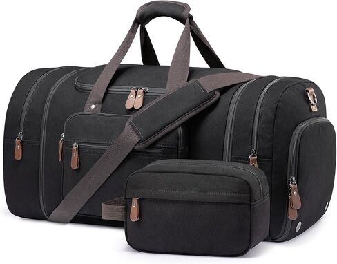 Sucipi Canvas Duffle Bag for Travel Overnight Carry on Bag with Shoe Compartment Weekender Duffel Bag with Toiletry Bag for Airplanes in Kuwait