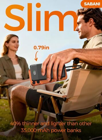Portable Charger 35000mAh Power Bank - Powerbank with 4 Built in Cables, 22.5W Fast Charging Travel Camping Essential Battery Pack Compatible with iPhone 17 16 15 14 13 Samsung Google, 1 Pack in Kuwait
