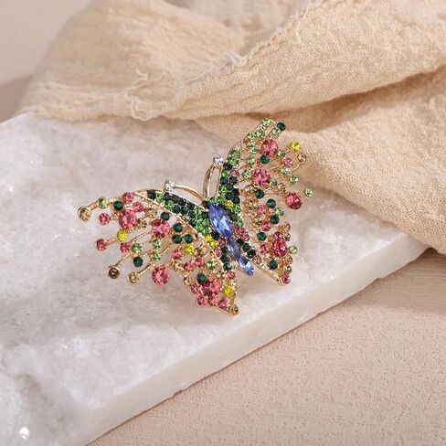 Xerling Crystal Big Butterfly Ring Multi Color Rhinestone Statement Ring Colorful Finger Ring Aesthetic for Women Cocktail Party in Saudi Arabia