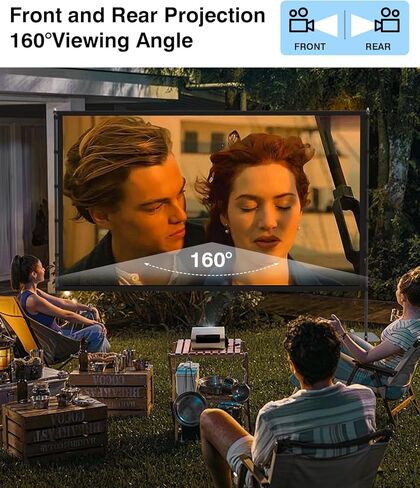 شاشة عرض STWUI مع حامل - شاشة عرض خارجية 100 بوصة، شاشات عرض محمولة 16:9 4K HD شاشة أفلام خارجية مع حقيبة حمل يمكن أن توفر شاشة عرض للمسرح المنزلي in Kuwait