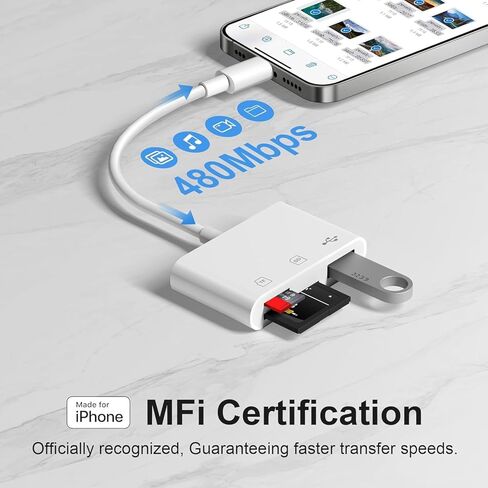 محول قارئ بطاقات SD 3 في 1 USB C مع منفذ USB وقارئ بطاقات ذاكرة SD وMicro SD TF ومحول كاميرا OTG متوافق مع iPhone 15/16 وiPad وMacBook وهواتف Android والكمبيوتر المحمول in Kuwait