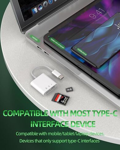 قارئ بطاقة SD USB-C مع منفذ شحن، محول بطاقة ذاكرة SD وMicro SD TF، توصيل وتشغيل قارئ بطاقات OTG متوافق مع iPhone 15/16 وiPad وMacBook وهواتف Android in Kuwait