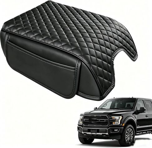 غطاء وحدة التحكم المركزية متوافق مع Ford F150 2021 2022 2023 2024 2025 2026، واقي جلدي لغطاء مسند الذراع، ملحقات داخلية لوسادة وحدة التحكم الوسطى (مقعد الدلو فقط) in Kuwait
