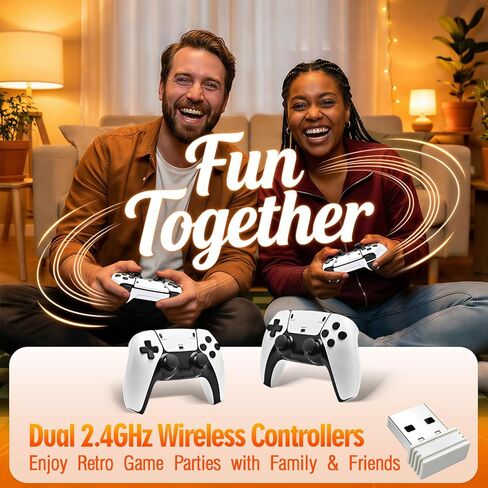 عصا وحدة تحكم ألعاب ريترو مع 20,000 لعبة مدمجة، 4K HDMI Plug n Play، وحدات تحكم لاسلكية مزدوجة 2.4G مع اتصال خالٍ من التأخر، تدعم حفظ اللعبة وتحميلها، وحدة تحكم كلاسيكية للمحاكاة بسعة 64 جيجابايت، هدية للعائلة والأطفال in Kuwait