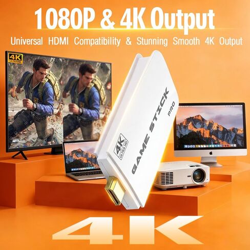 عصا وحدة تحكم ألعاب ريترو مع 20,000 لعبة مدمجة، 4K HDMI Plug n Play، وحدات تحكم لاسلكية مزدوجة 2.4G مع اتصال خالٍ من التأخر، تدعم حفظ اللعبة وتحميلها، وحدة تحكم كلاسيكية للمحاكاة بسعة 64 جيجابايت، هدية للعائلة والأطفال in Kuwait