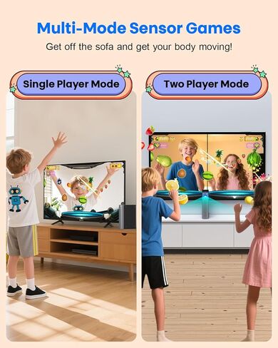 HAPHOM AR Motion Gaming Console for Kids - Active Video Game System with 21 Built-in Games,Plug & Play Video Games with 2 Wireless Controllers for Family Game Nights, Playtime and Playdates-Black in Saudi Arabia