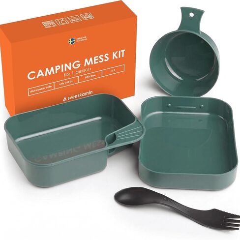 Camping Mess Kit with Plate, Bowl, Cup, Spork and Utensils, Reusable Plastic Camping Dinnerware Set, Lightweight BPA Free Dishware for Backpacking, Hiking, Picnic, Travel, Outdoor in Saudi Arabia