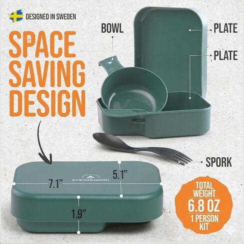 Camping Mess Kit with Plate, Bowl, Cup, Spork and Utensils, Reusable Plastic Camping Dinnerware Set, Lightweight BPA Free Dishware for Backpacking, Hiking, Picnic, Travel, Outdoor in Saudi Arabia