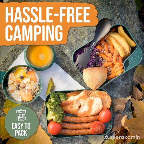 Camping Mess Kit with Plate, Bowl, Cup, Spork and Utensils, Reusable Plastic Camping Dinnerware Set, Lightweight BPA Free Dishware for Backpacking, Hiking, Picnic, Travel, Outdoor in Saudi Arabia