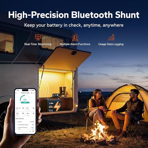 LiTime 500A Smart Shunt، نطاق مراقبة بطارية بلوتوث 8V-120V، SOC، تنبيهات الإنذار، سجلات التاريخ، مراقبة التطبيقات للليثيوم، LFP، AGM، بطاريات الجل، مثالية للتخزين المنزلي RV/البحرية/الطاقة الشمسية in Kuwait
