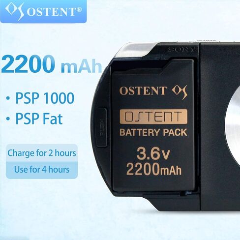 OSTENT نسخة مطورة حقيقية 2200 مللي أمبير 3.6 فولت بطارية ليثيوم أيون ليثيوم أيون بوليمر قابلة لإعادة الشحن لألعاب الفيديو Sony PSP 1000 PSP-280 in Kuwait