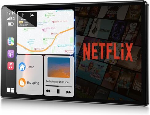 شاشة Carplay لاسلكية مقاس 11.3 بوصة للسيارة مع N-etflix/YouTube/TikTok، شاشة A-pple CarPlay وAndroid التلقائية، صندوق سحري محمول يعمل بالذكاء الاصطناعي مع كاميرا احتياطية/ملاحة/تحكم صوتي، لجميع المركبات in Kuwait
