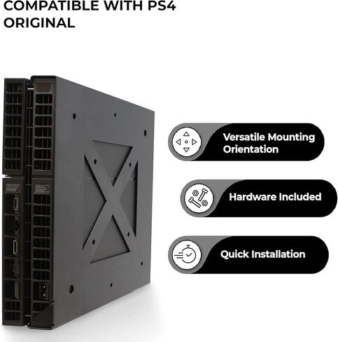 حامل حائط HumanCentric متوافق مع إصدار PS4 Fat الأصلي، يمكن تركيبه على الحائط أو على الجزء الخلفي من التلفزيون بنمط VESA، لا يعمل مع Slim أو Pro PS4، الأجهزة متضمنة in Kuwait