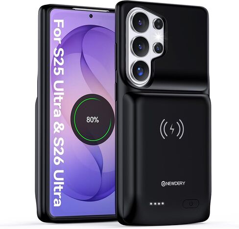 حافظة بطارية NEWDERY لهاتف Samsung Galaxy S26 Ultra/S25 Ultra، تدعم الشحن اللاسلكي Qi بقدرة 9500 مللي أمبير في الساعة، حافظة شاحن واقية محمولة مع حزمة بطارية ممتدة لهاتف Galaxy S26 Ultra&S25 Ultra 6.9 بوصة in Kuwait