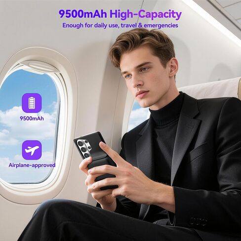 حافظة بطارية NEWDERY لهاتف Samsung Galaxy S26 Ultra/S25 Ultra، تدعم الشحن اللاسلكي Qi بقدرة 9500 مللي أمبير في الساعة، حافظة شاحن واقية محمولة مع حزمة بطارية ممتدة لهاتف Galaxy S26 Ultra&S25 Ultra 6.9 بوصة in Kuwait