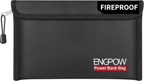 ENGPOW Fireproof Organizer Travel Bag,Heat Insulated＆Explosion-Proof Electronic Carry Case,Portable Home Travel Safe Storage for Power Bank,Phone,Cables,USB Drive＆Charging Protection, 10.6''x6.7'' in Saudi Arabia