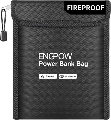 حقيبة سفر منظمة مقاومة للحريق من ENGPOW، حقيبة حمل إلكترونية معزولة للحرارة ومقاومة للانفجار، تخزين آمن للسفر المنزلي المحمول لبنك الطاقة والهاتف والكابلات ومحرك USB وحماية الشحن، 10.6 بوصة × 6.7 بوصة in Kuwait