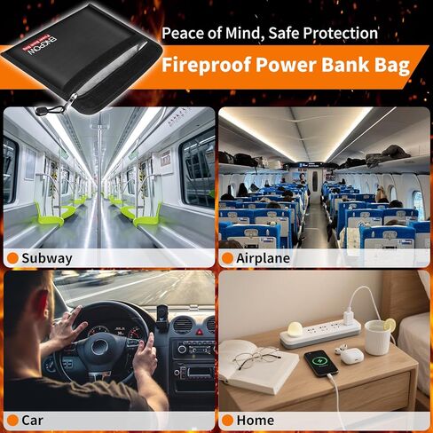 ENGPOW Fireproof Organizer Travel Bag,Heat Insulated＆Explosion-Proof Electronic Carry Case,Portable Home Travel Safe Storage for Power Bank,Phone,Cables,USB Drive＆Charging Protection, 10.6''x6.7'' in Saudi Arabia
